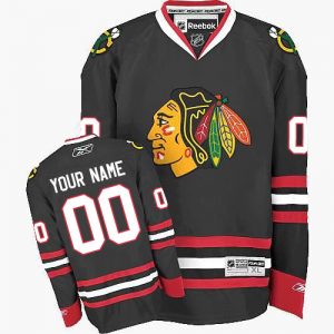 Män NHL Chicago Blackhawks Tröjor Skräddarsydda Reebok Tredje Svart Authentic